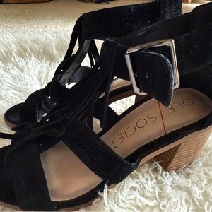 Sole Society Black Heels with Suede Finish and Block Heel